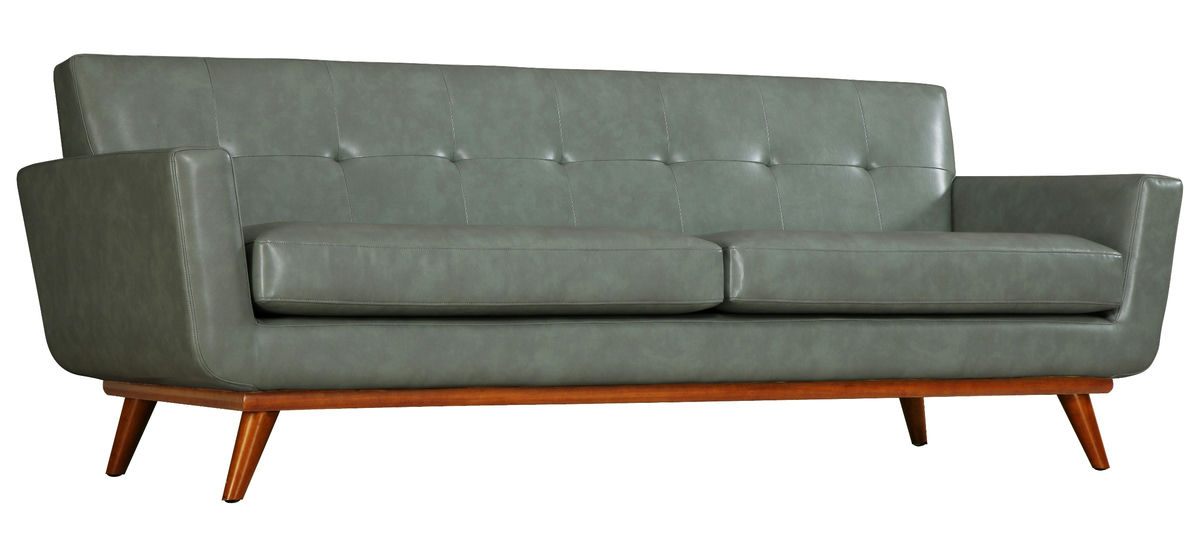 TOV Furniture Lyon Smoke Grey Leather Sofa