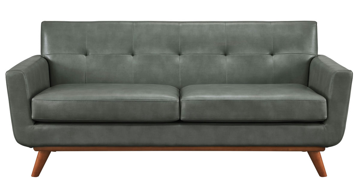 TOV Furniture Lyon Smoke Grey Leather Loveseat