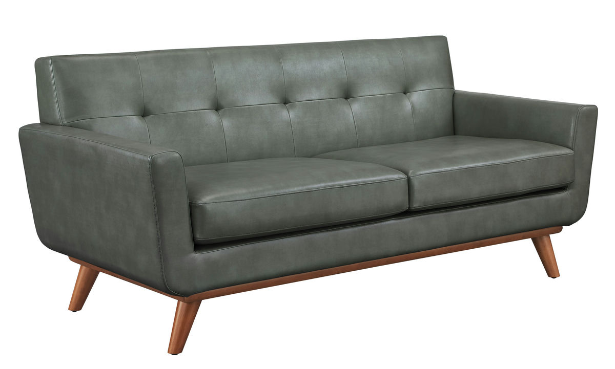 TOV Furniture Lyon Smoke Grey Leather Loveseat