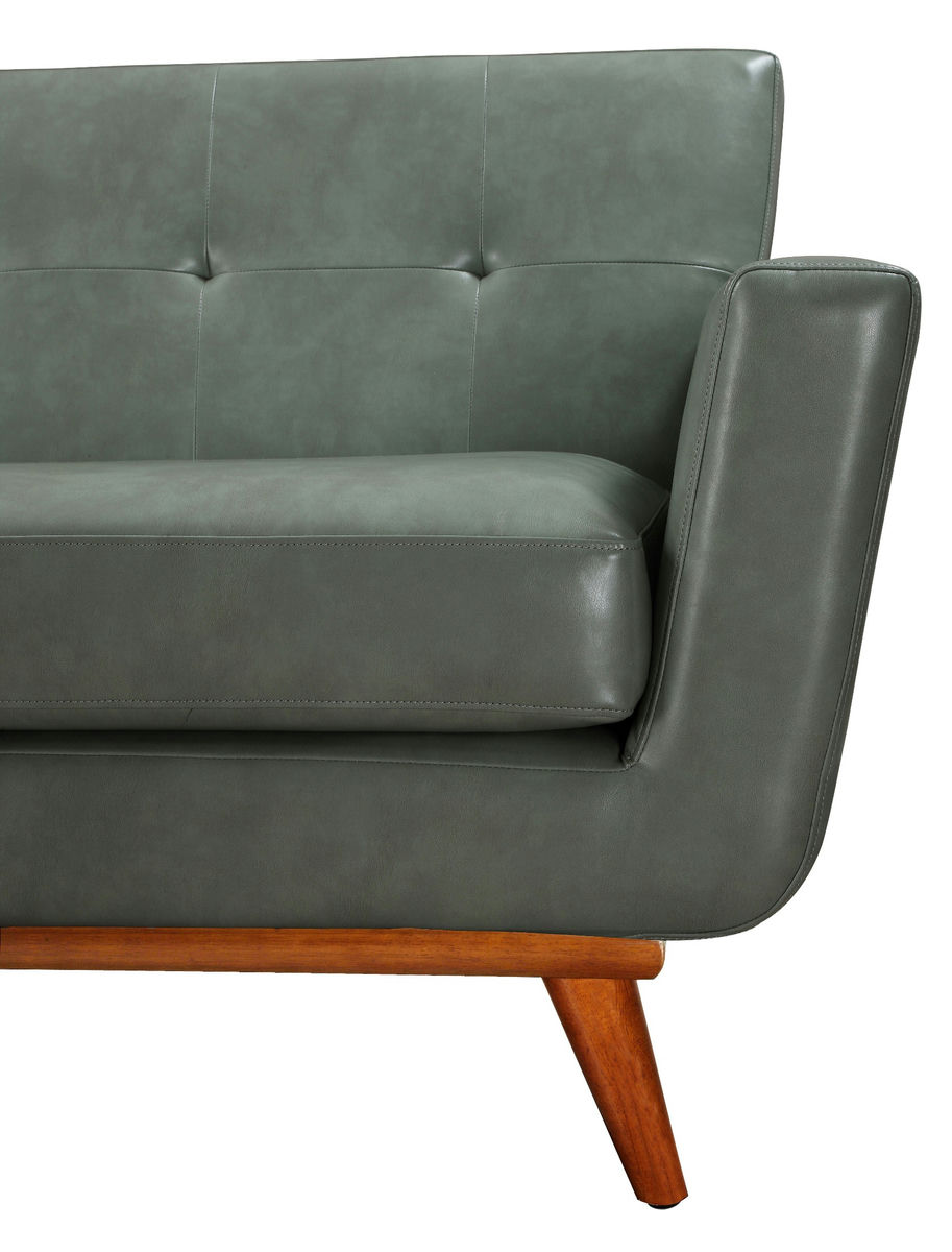 TOV Furniture Lyon Smoke Grey Leather Loveseat