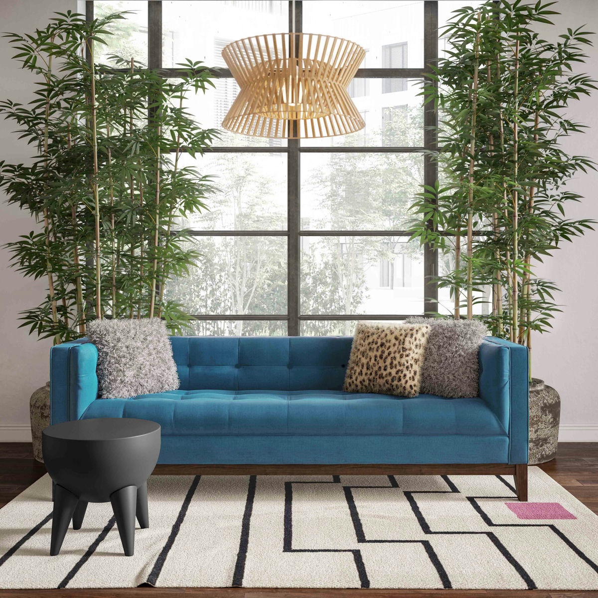 TOV Furniture Gavin Blue Linen Sofa