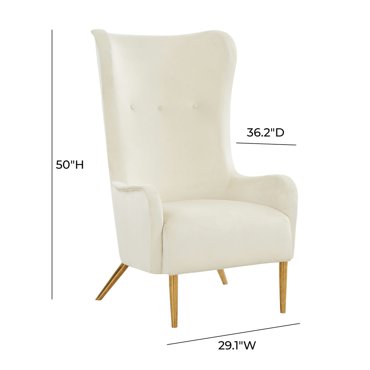 TOV Furniture Ethan Cream Velvet Tall Chair