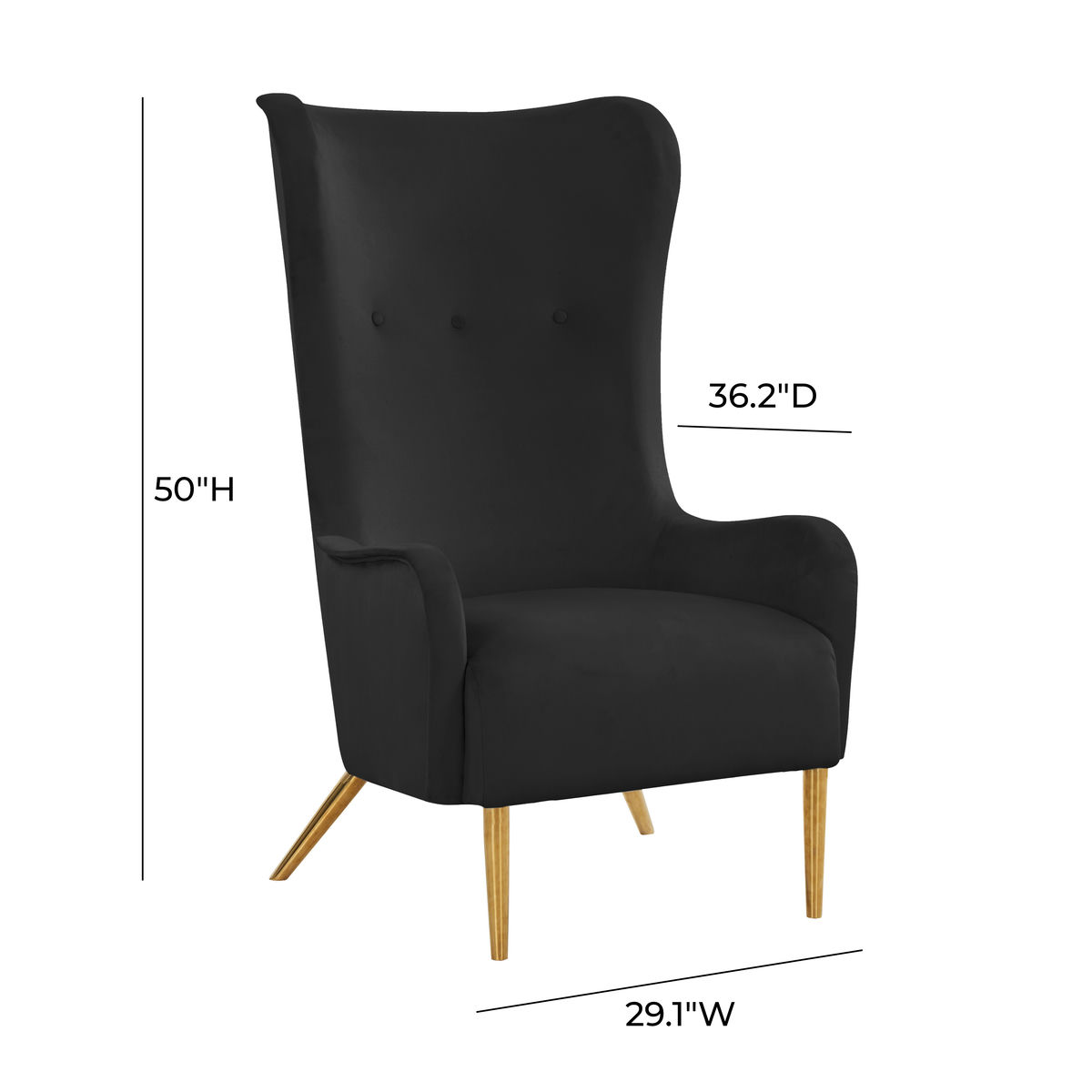 TOV Furniture Ethan Black Velvet Tall Chair