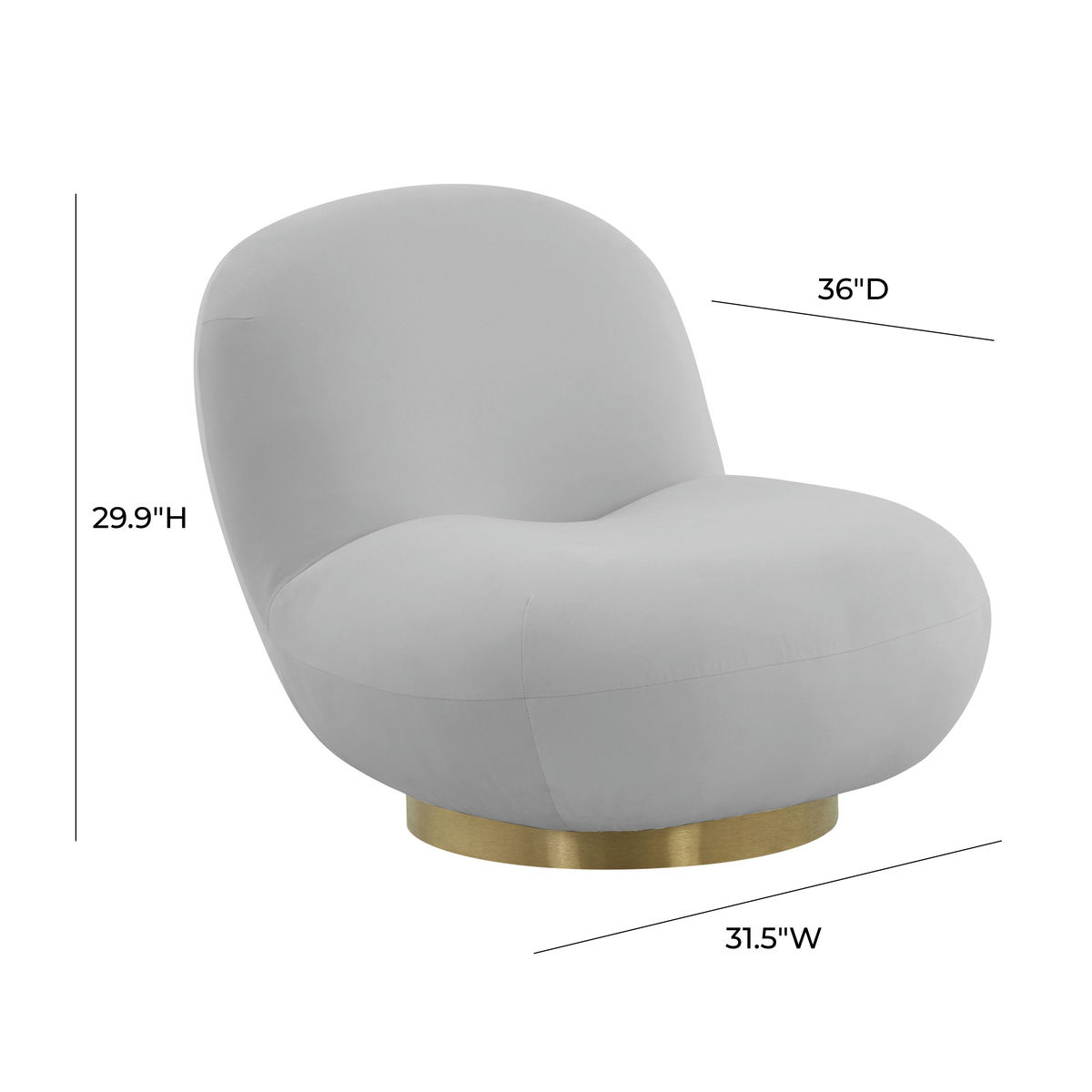 TOV Furniture Emily Grey Velvet Swivel Chair