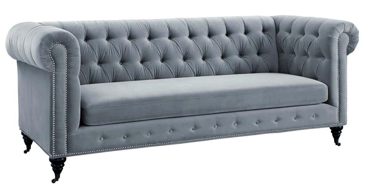 TOV Furniture Hanny Grey Velvet Sofa