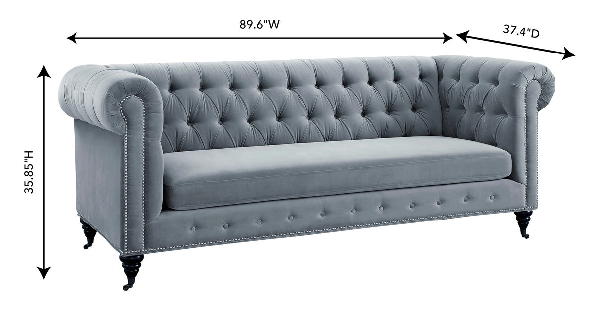 TOV Furniture Hanny Grey Velvet Sofa