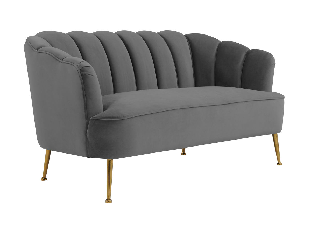 TOV Furniture Daisy Grey Velvet Settee