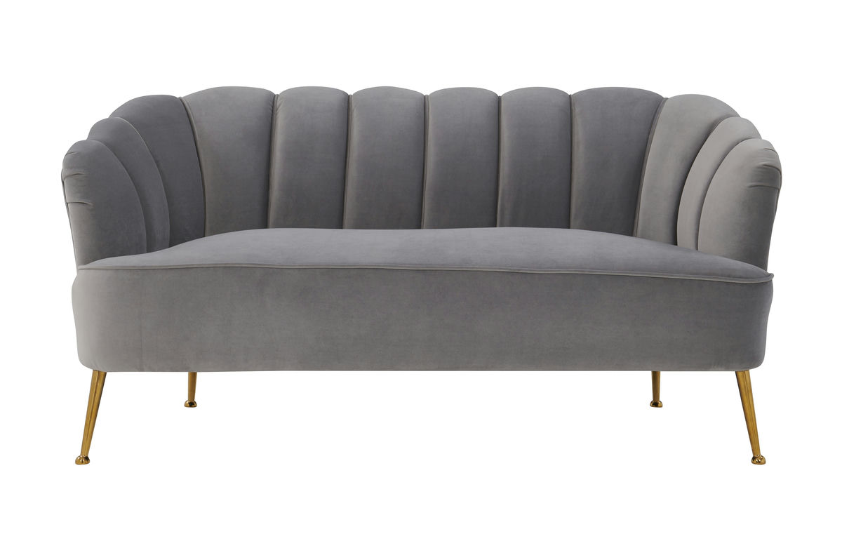 TOV Furniture Daisy Grey Velvet Settee