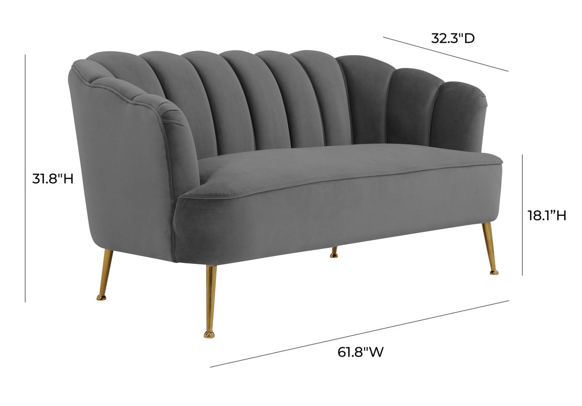 TOV Furniture Daisy Grey Velvet Settee