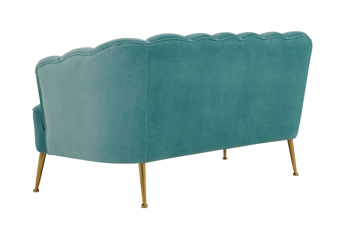 TOV Furniture Daisy Sea Blue Velvet Settee