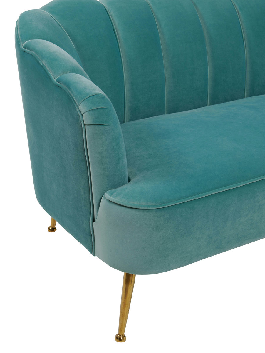 TOV Furniture Daisy Sea Blue Velvet Settee