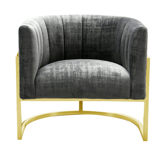 TOV Furniture Magnolia  Slub Grey Chair with Gold Base