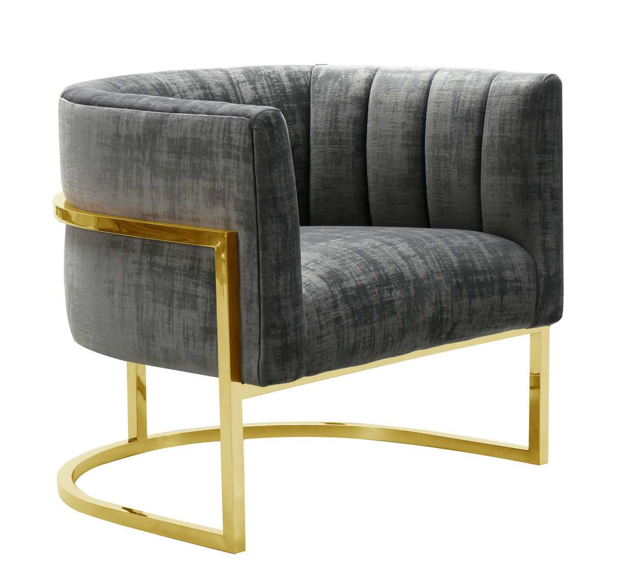 TOV Furniture Magnolia  Slub Grey Chair with Gold Base