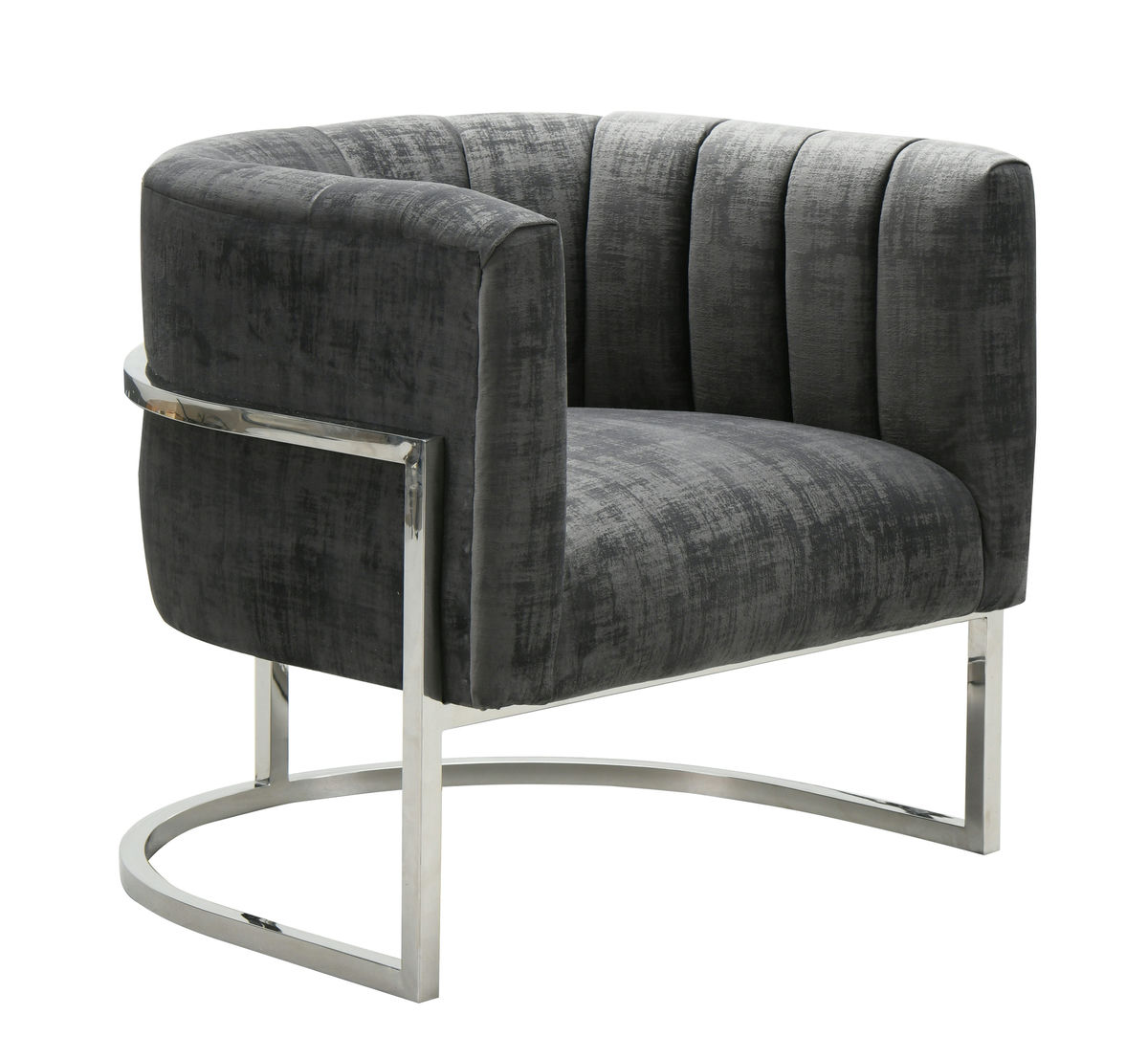 TOV Furniture Magnolia  Slub Grey Chair with Silver Base