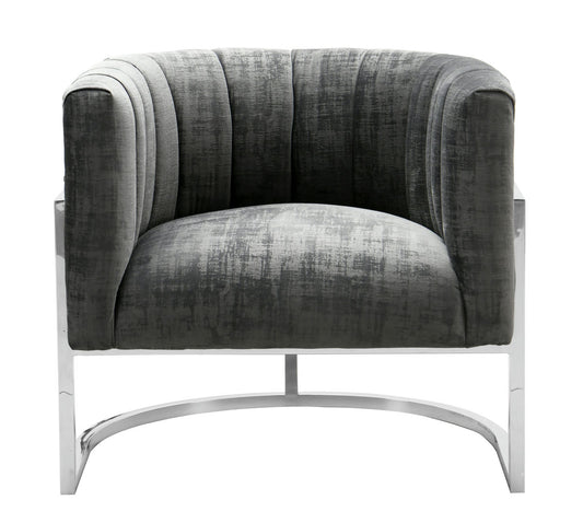 TOV Furniture Magnolia  Slub Grey Chair with Silver Base