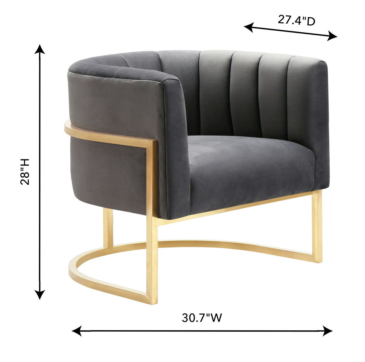 TOV Furniture Magnolia Grey Velvet  Chair