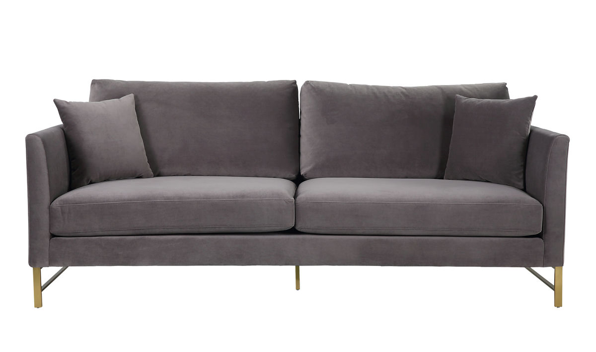 TOV Furniture Massi Grey Velvet Sofa
