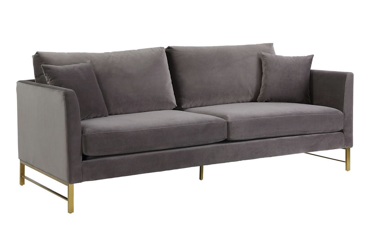 TOV Furniture Massi Grey Velvet Sofa