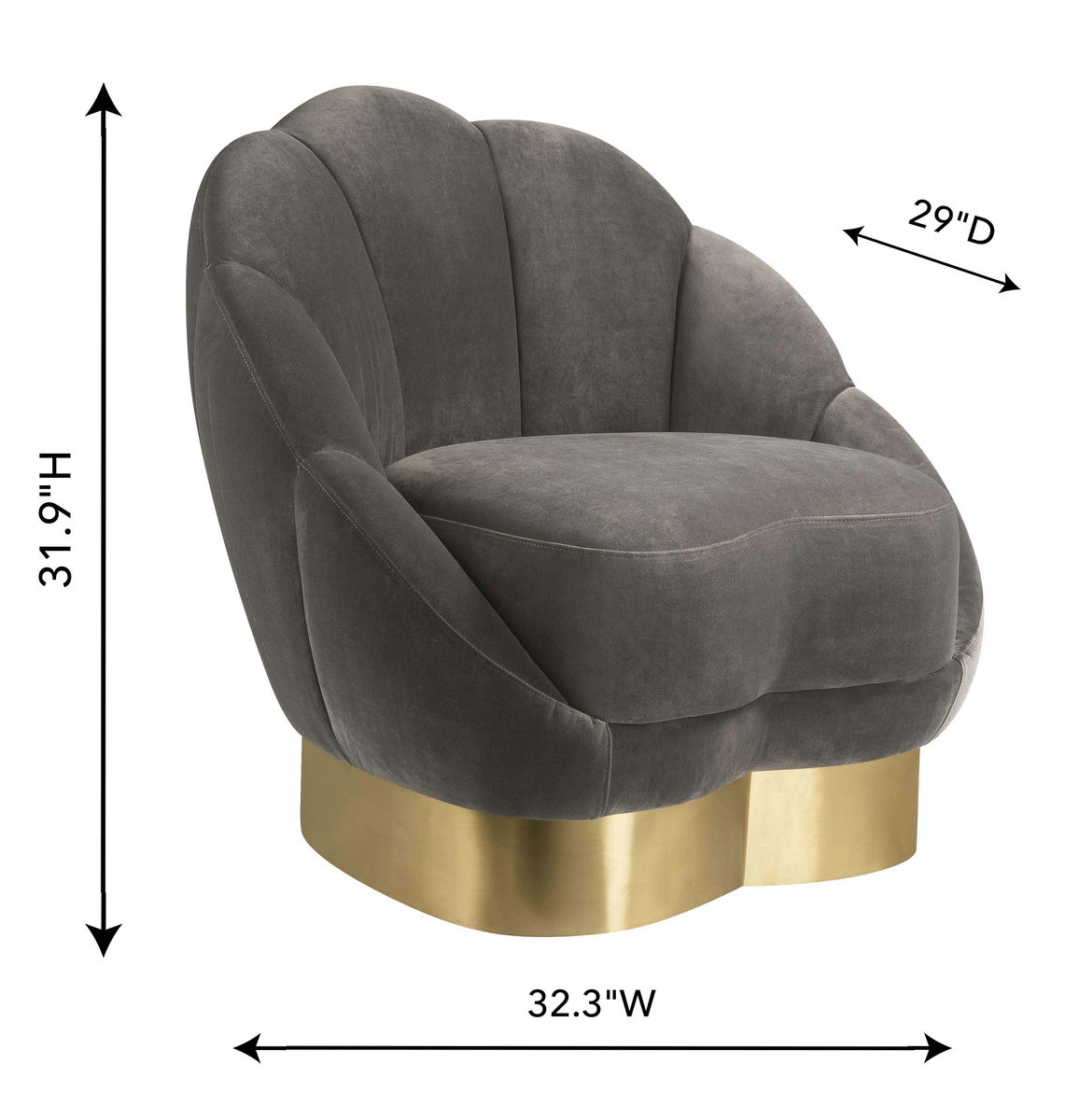 TOV Furniture Bloom Light Grey Velvet Chair