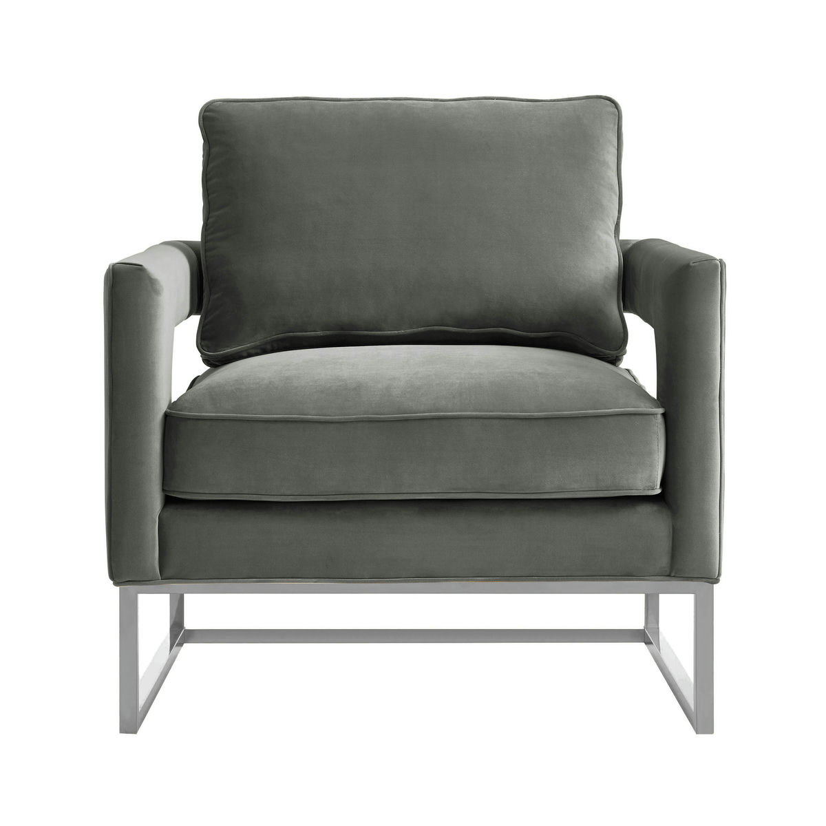 TOV Furniture Avery Grey Velvet Chair - Silver Frame