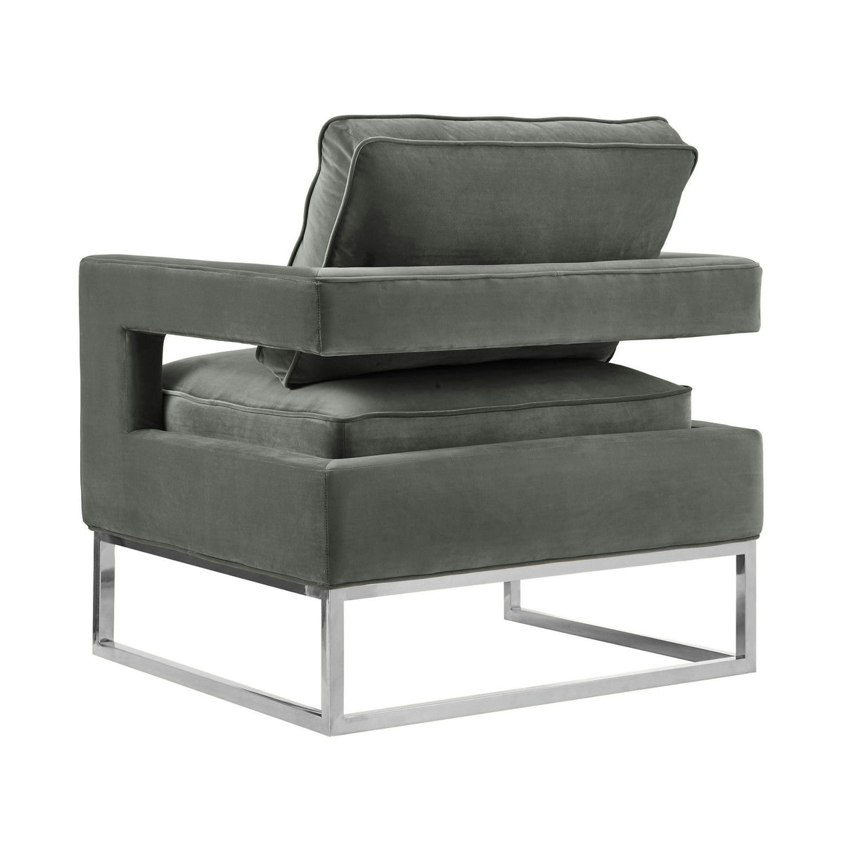 TOV Furniture Avery Grey Velvet Chair - Silver Frame