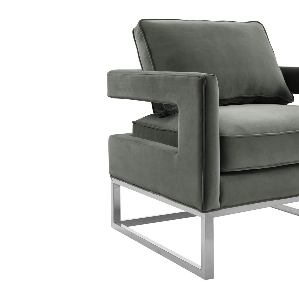 TOV Furniture Avery Grey Velvet Chair - Silver Frame