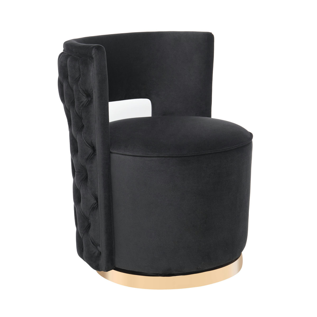 TOV Furniture Mimosa Black Velvet Swivel Chair