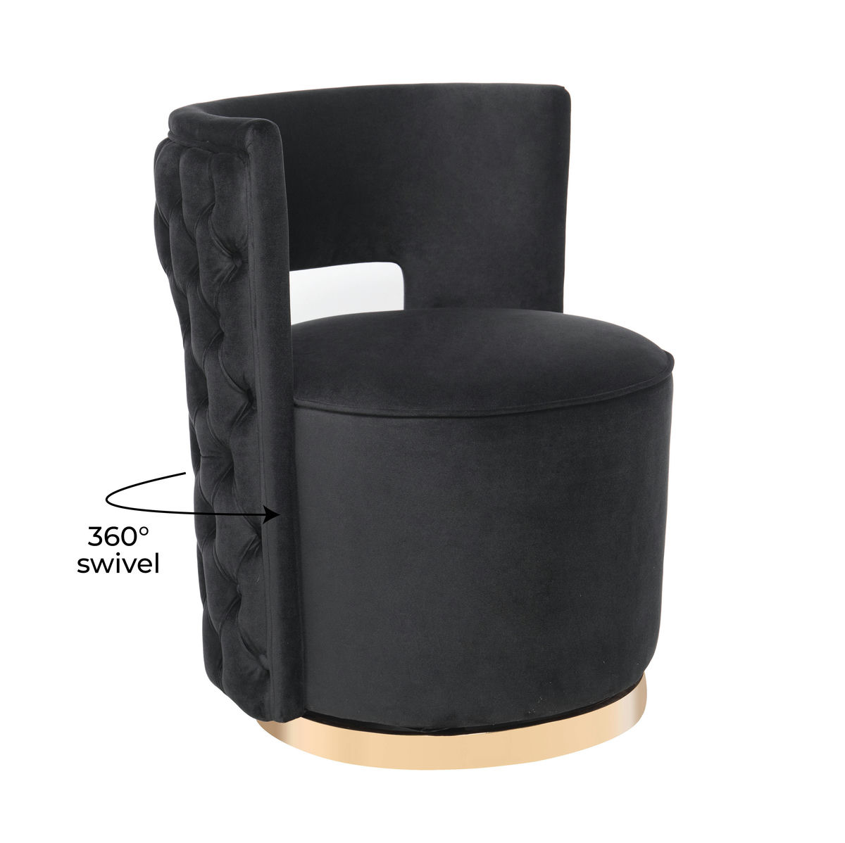 TOV Furniture Mimosa Black Velvet Swivel Chair