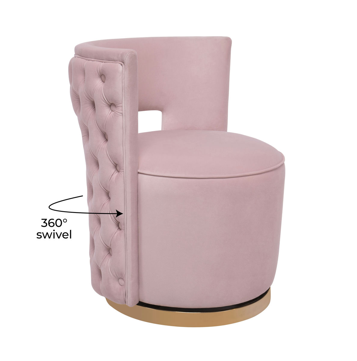 TOV Furniture Mimosa Blush Velvet Swivel Chair