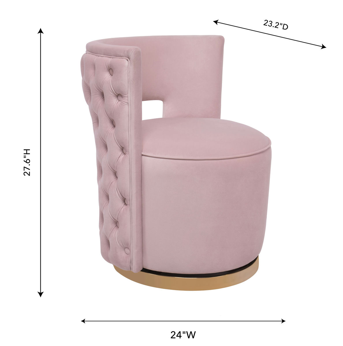 TOV Furniture Mimosa Blush Velvet Swivel Chair