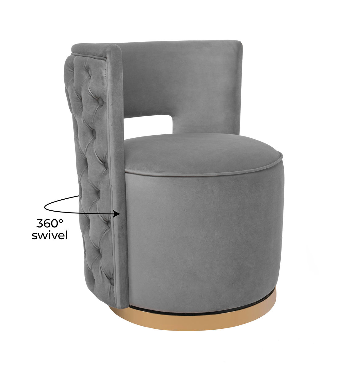 TOV Furniture Mimosa Grey Velvet Swivel Chair