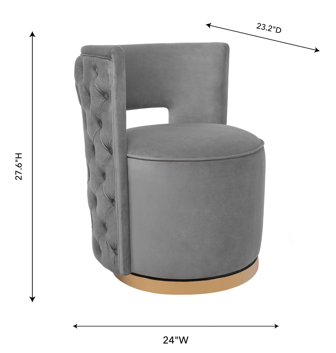 TOV Furniture Mimosa Grey Velvet Swivel Chair