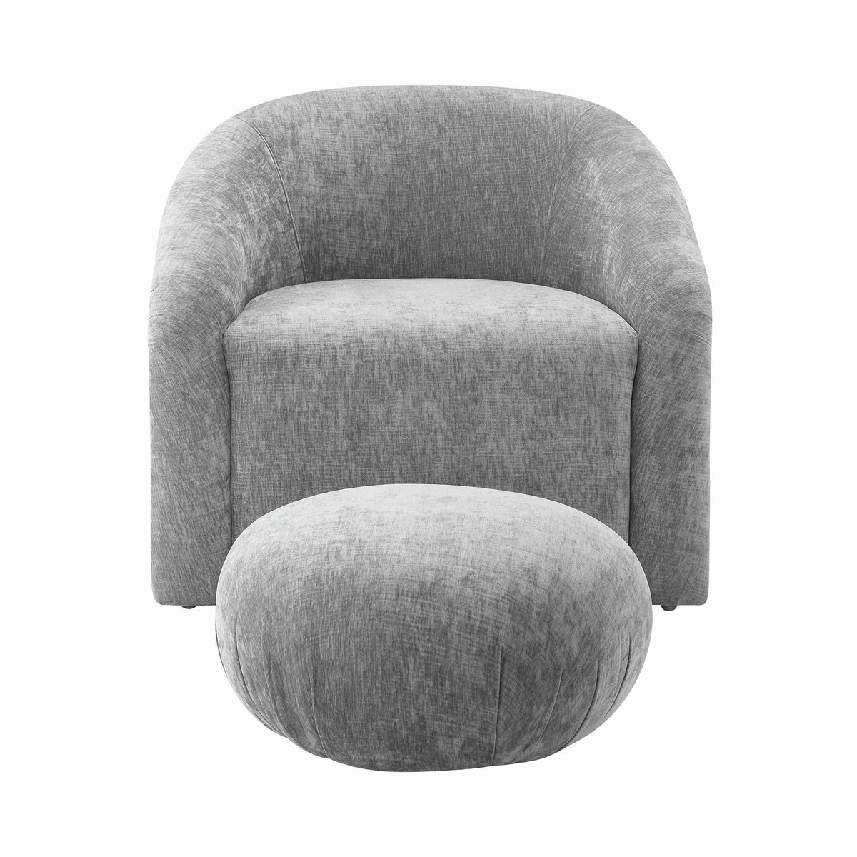 TOV Furniture Boboli Grey Chenille Chair + Ottoman Set