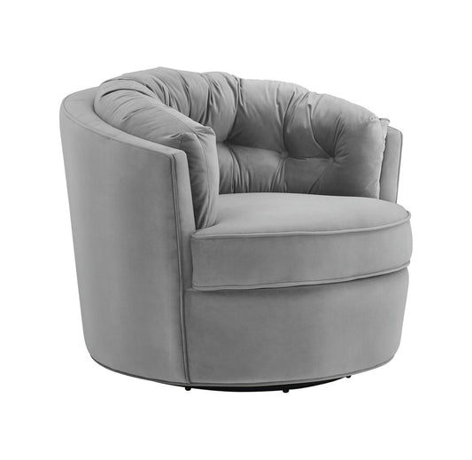 TOV Furniture Eloise Grey Velvet Swivel Chair