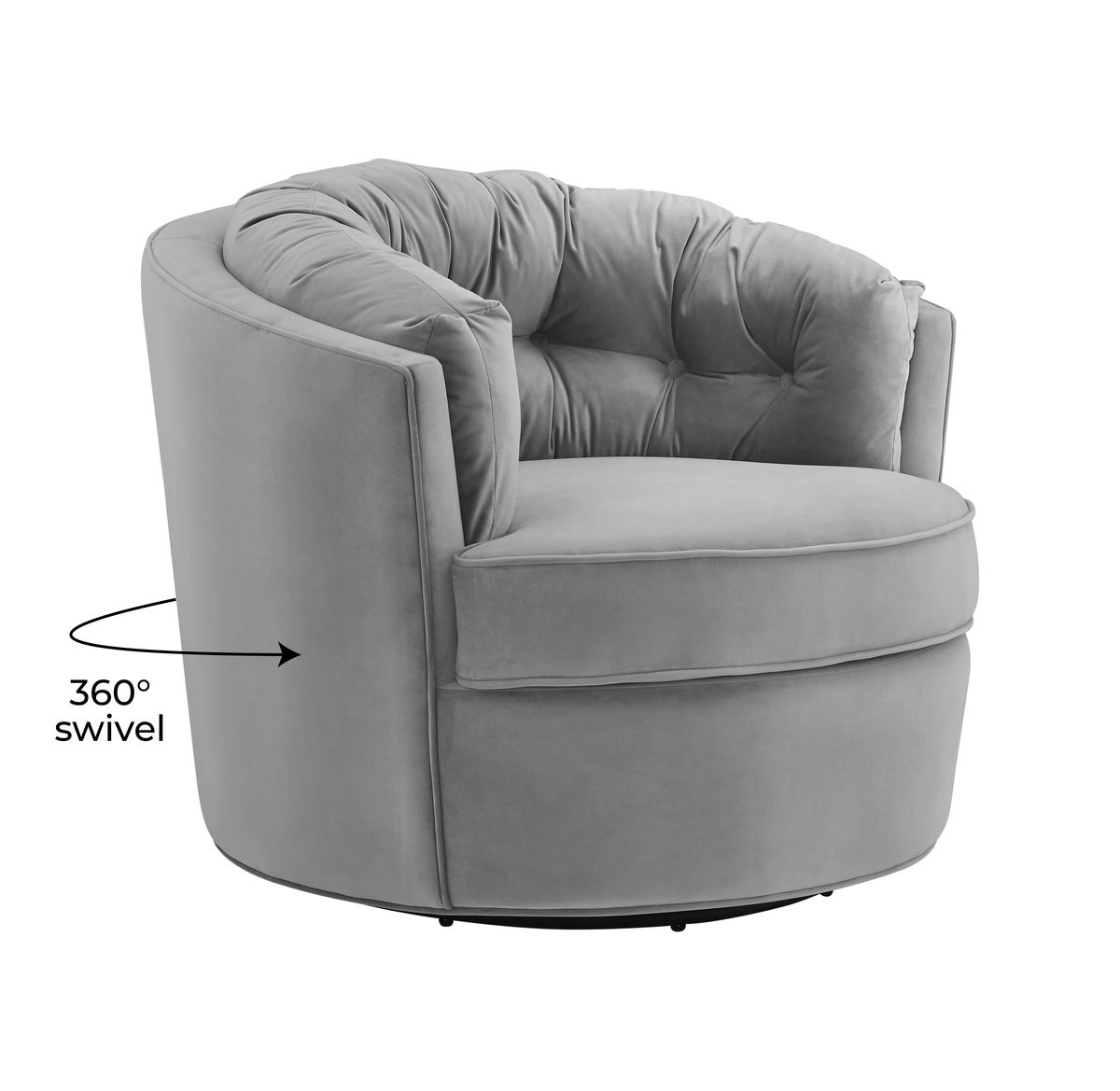 TOV Furniture Eloise Grey Velvet Swivel Chair