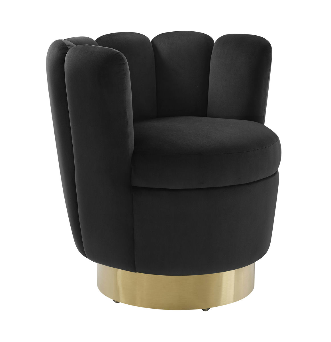 TOV Furniture Yad Black Velvet Swivel Chair
