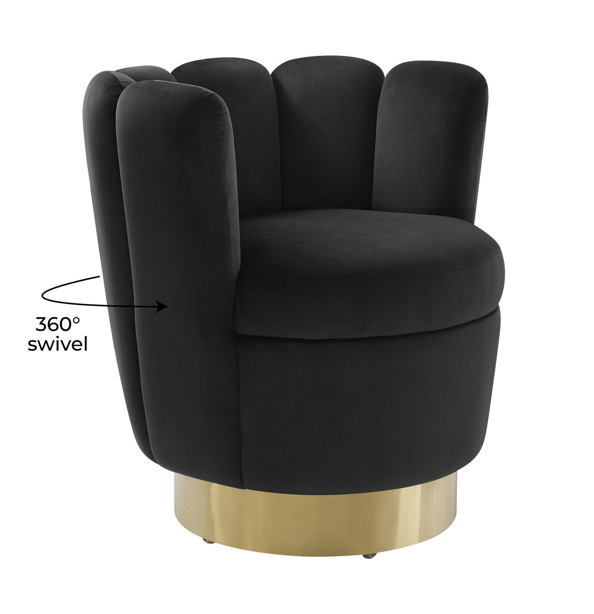 TOV Furniture Yad Black Velvet Swivel Chair