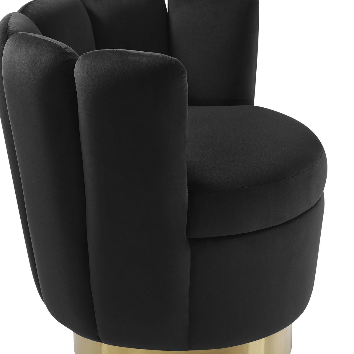 TOV Furniture Yad Black Velvet Swivel Chair