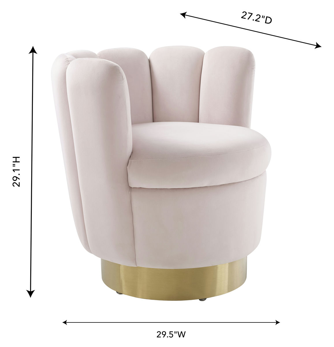 TOV Furniture Yad Blush Velvet Swivel Chair