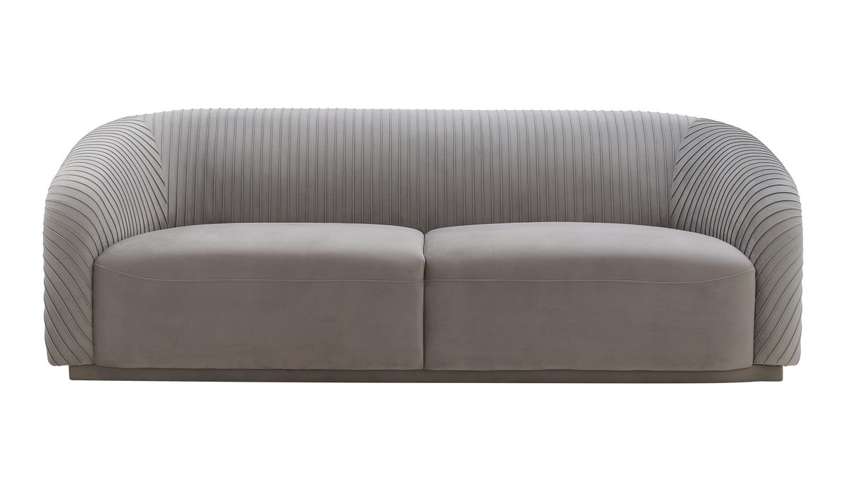 TOV Furniture Yara Pleated Grey Velvet Sofa