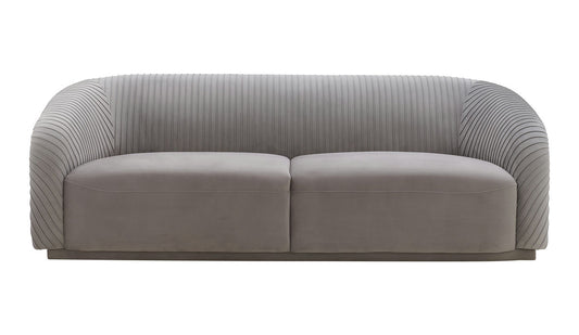 TOV Furniture Yara Pleated Grey Velvet Sofa
