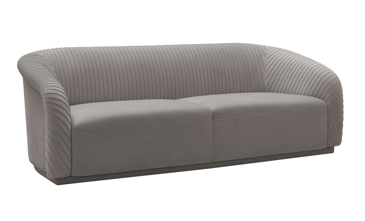 TOV Furniture Yara Pleated Grey Velvet Sofa