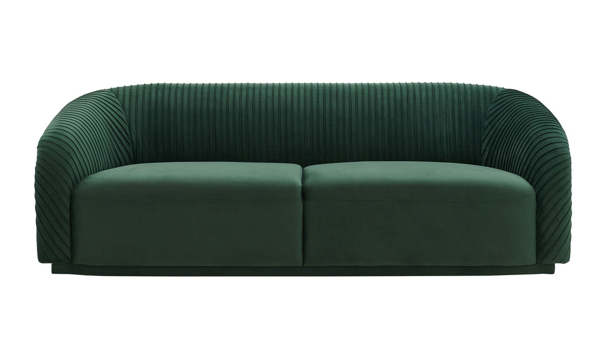 TOV Furniture Yara Pleated Forest Green Velvet Sofa