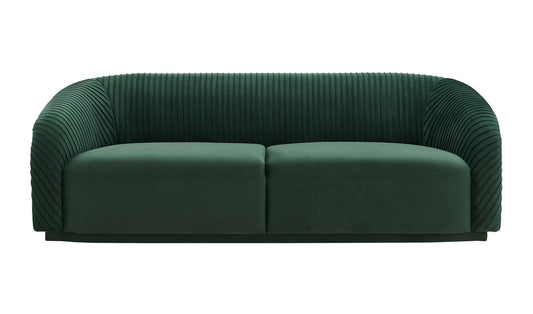 TOV Furniture Yara Pleated Forest Green Velvet Sofa