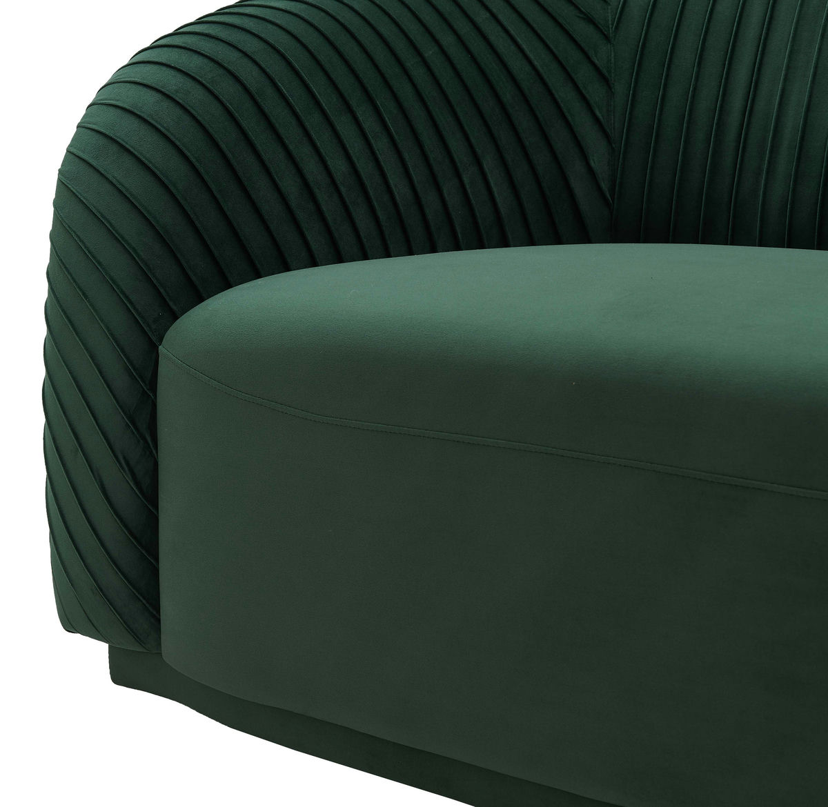 TOV Furniture Yara Pleated Forest Green Velvet Sofa