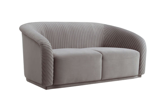TOV Furniture Yara Pleated Grey Velvet Loveseat