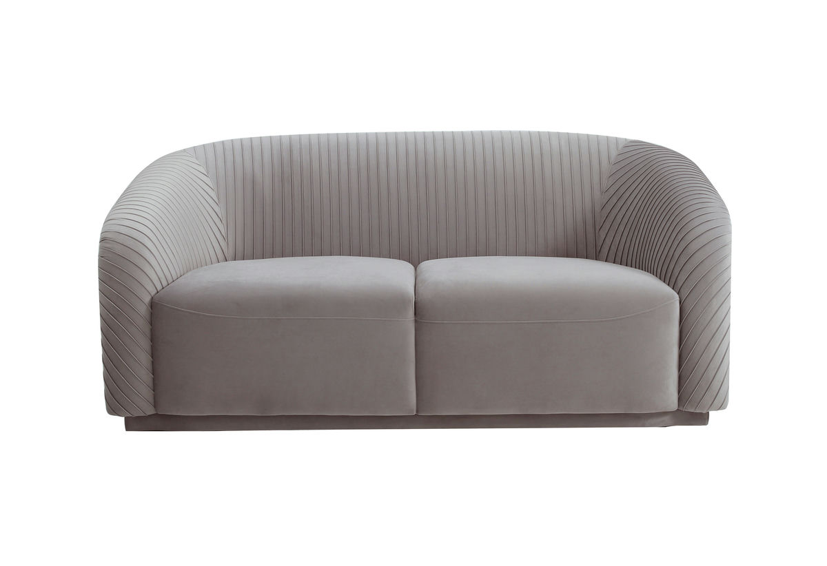 TOV Furniture Yara Pleated Grey Velvet Loveseat