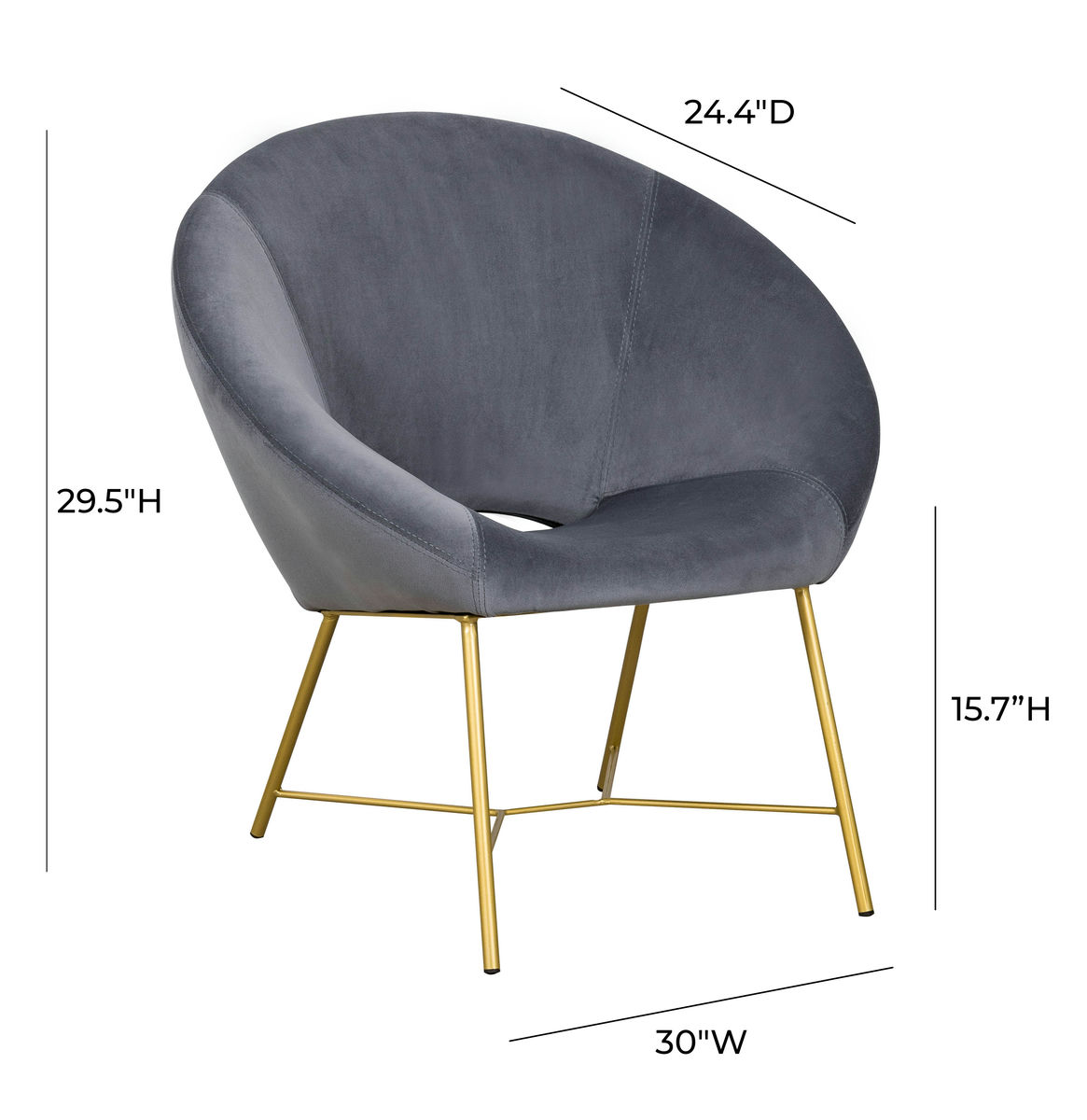 TOV Furniture Nolan Grey Velvet Chair