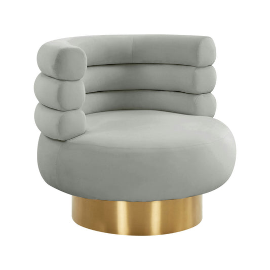 TOV Furniture Naomi Grey Velvet Swivel Chair