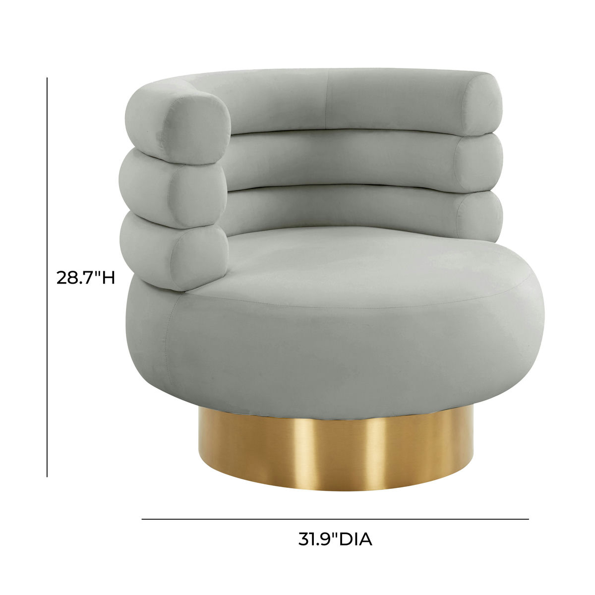 TOV Furniture Naomi Grey Velvet Swivel Chair